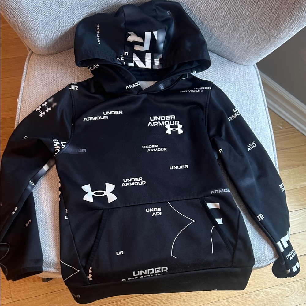Under Armour Kids Black and White Logo Hoodie